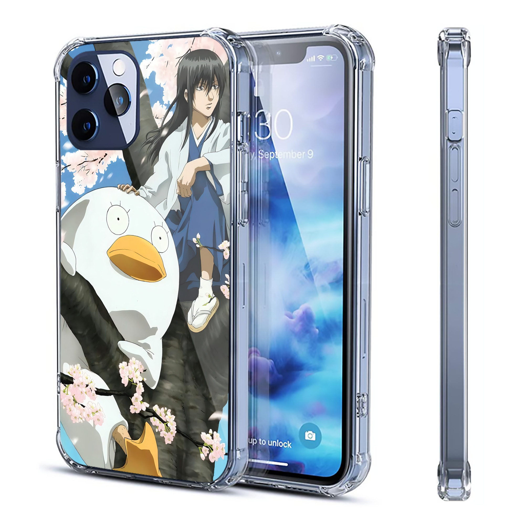 （画像用） ぎんたま 坂田銀時（さかたぎんとき） 神楽 志村新八（しむら しんぱち） GINTAMA Sakata Gintoki Kagura Shimura Shinpachi 【iPhone 12シリーズ対応】透明スマホケース（クリアソフトケース）